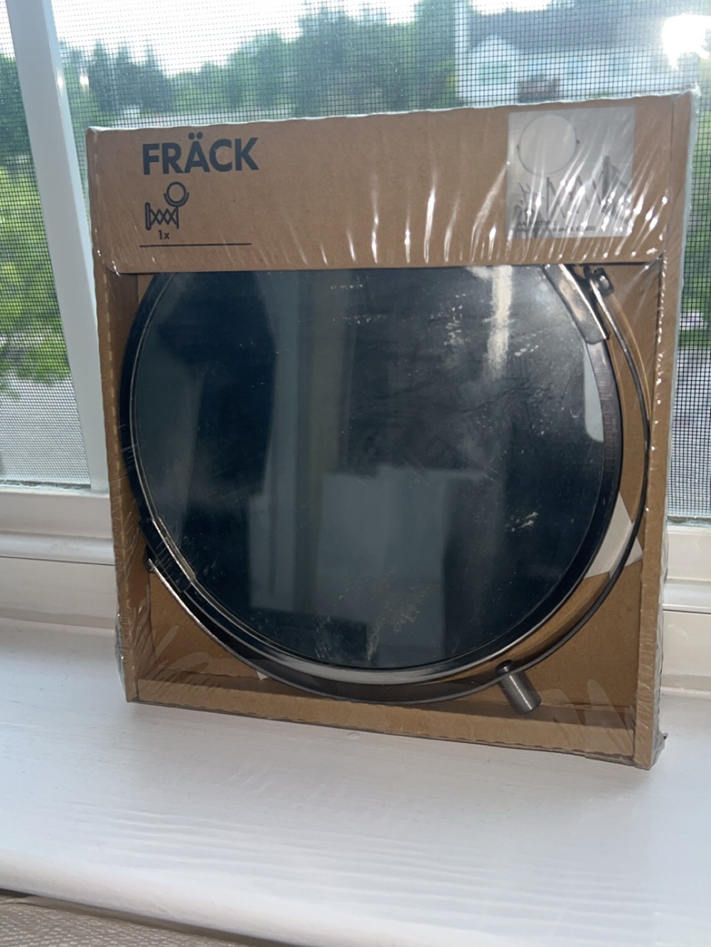 IKEA Frack Wall Mounted Stainless Steel Makeup Mirror Round 6.75" Magnifying New